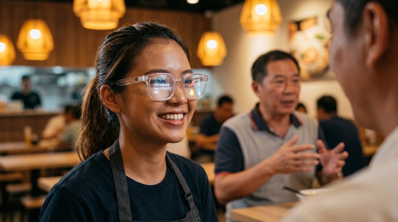 AR glasses for multilingual restaurant staff